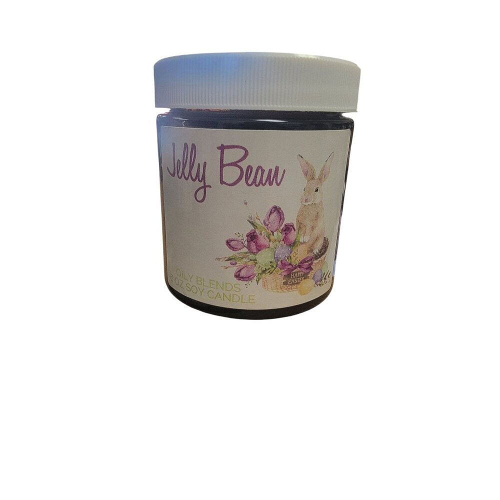 Jelly Bean 8 Oz Soy Candle With Sprinkles & Bunny Label Design